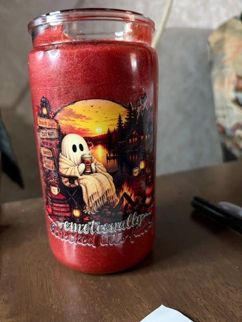 Snow Glow Tumbler Cecked in to Fall